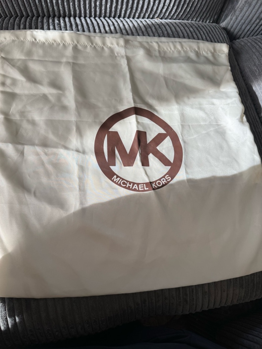 Michael Kors Purse Dust Bag Cover Satin Drawstring Brown MK 18 X 18.5” Purse